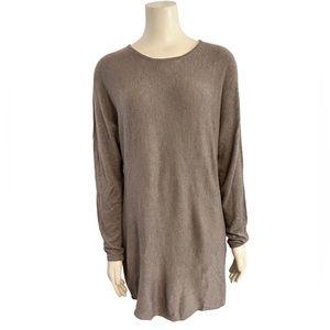 Joan Vass Brown Zipper Tunic High Low Sweater Brown Cashmere Blend Womens Medium